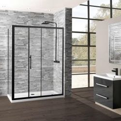 Oceana Crystal Single Sliding Shower Door 1300mm x 1850mm High - Matt Black