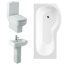 Kartell Options 600 Bathroom Suite with P Shaped Shower Bath