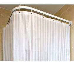 Contour White Satin Stripe Shower Curtain 1800mm x 1800mm