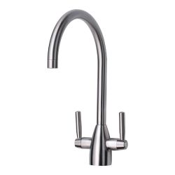 Prima Chelsea 1 Tap Hole Dual Lever Sink Mixer - Brushed Steel