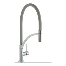 Prima+ Swan Neck 1 Tap Hole Single Lever Sink Mixer with Pull Out - Matt Grey