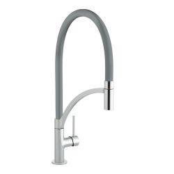 Prima+ Swan Neck 1 Tap Hole Single Lever Sink Mixer with Pull Out - Matt Gun Metal