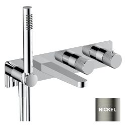 RAK Amalfi Horizontal Two Outlet Thermostatic Shower Valve with Bath Spout - Nickel