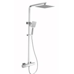 RAK Compact Square Thermostatic Bar Shower Mixer with Handset & Fixed Head - Chrome