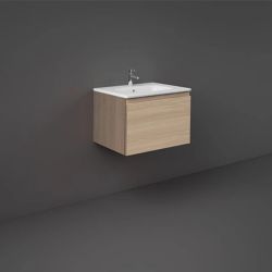 RAK Joy Uno 1000mm Wall Hung Vanity Unit With Drop In Wash Basin - Scandinavian Oak