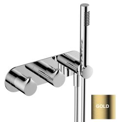 RAK Sorrento Horizontal Two Outlet Thermostatic Shower Valve with Shower Kit - Gold