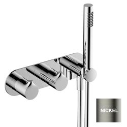 RAK Sorrento Horizontal Two Outlet Thermostatic Shower Valve with Shower Kit - Nickel