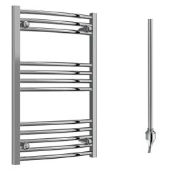 Reina Capo Electric Curved Towel Radiator with Standard Element 600mm x 800mm - Chrome