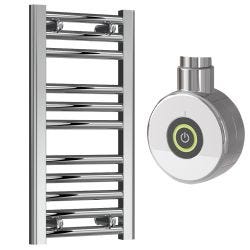 Reina Diva Electric Flat Towel Radiator with Chrome On / Off Touch Element 300mm x 600mm - Chrome