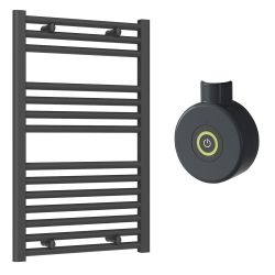 Reina Diva Electric Towel Radiator with Anthracite On / Off Touch Thermostatic Element 400mm x 800mm - Anthracite