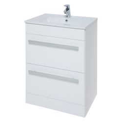 Kartell Purity 600mm Floor Standing Basin Unit with Drawers - White Gloss