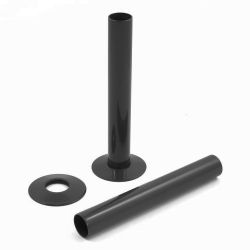 Roma Set of 180mm Radiator Tubes and Cover Collars 15mm - Black