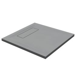 Roman Infinity Slate Effect Square Shower Tray & Waste 800mm x 800mm - Grey