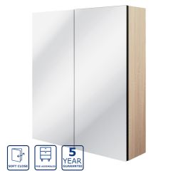 Serene Couture 600mm 2 Door Mirrored Cabinet - Matt Graphite Grey