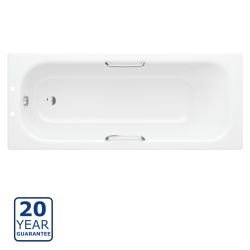 Serene Daisy Steel Single Ended 1700mm x 700mm 2TH Anti-Slip Bath with Grips