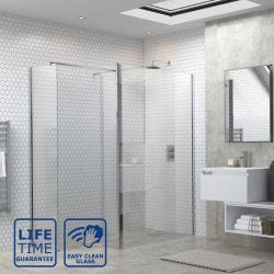 Serene Deluxe 900mm Wetroom Panel with Support Bar & 300mm Rotatable Panel