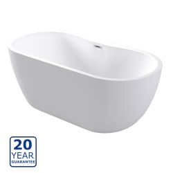 Serene Esme Freestanding Double Ended Bath 1550mm x 745mm - White