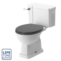 Serene Florence Close Coupled Toilet & Grey Ash Wood Effect Seat
