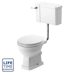 Serene Florence Low Level Toilet & Satin White Ash Wood Effect Seat