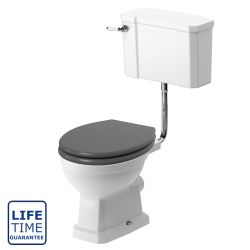 Serene Florence Low Level Toilet & Grey Ash Wood Effect Seat