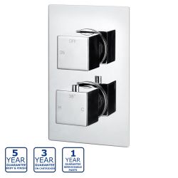 Serene Jules Thermostatic Single Outlet Twin Shower Valve - Chrome