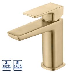Serene Kenneth Cloakroom Basin Mixer with Click Clack Waste - Brushed Brass