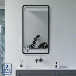 Serene Mavros 500mm x 900mm Mirror with Shelf - Matt Black