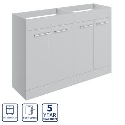 Serene Oxford 1180mm Freestanding 4 Door Basin Unit - Grey Gloss