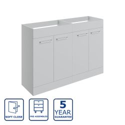 Serene Oxford 1180mm Freestanding 4 Door Basin Unit & Worktop - Grey Gloss