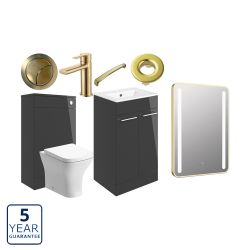 Serene Oxford 510mm White Gloss Furniture Pack With Brass Finishes