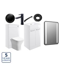 Serene Oxford 510mm White Gloss Furniture Pack With Black Finishes
