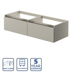 Serene Pershore 1200mm Wall Hung 2 Drawer Double Unit & Worktop - Latte