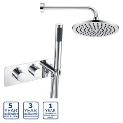 Serene Rialta Thermostatic Twin Two Outlet Shower Valve with Handset & ABS Fixed Head - Chrome