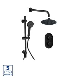 Serene Round Concealed Twin Outlet Shower Pack with Head, Arm & Handset - Black