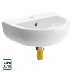 Serene Toulouse 450mm 1TH Cloakroom Basin & Brushed Brass Bottle Trap