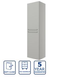 Serene Windsor 454mm 2 Door Wall Hung Tall Unit - Grey Gloss