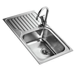Teka Classic Stainless Steel Inset Sink with 1 Bowl, Drainer & Waste Kit 860mm 1D 86 (45) - Left Hand