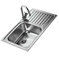 Teka Classic Stainless Steel Inset Sink with 1 Bowl, Drainer & Waste Kit 860mm 1D 86 (45) - Right Hand