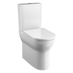 Tissino Nerola Rimless Close Coupled Comfort Height Toilet & Wrapover Seat - Chrome Hinges