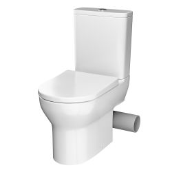 Tissino Nerola Rimless Close Coupled Toilet & Chrome Hinges Wrapover Seat - RH Pan Cut