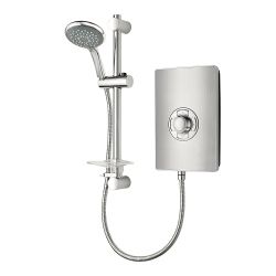Triton Aspirante Contemporary Electric Shower 8.5kW with Riser Kit - Brushed Steel