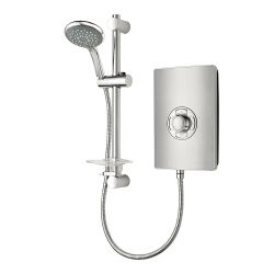 Triton Aspirante Contemporary Electric Shower 9.5kW with Riser Kit - Brushed Steel