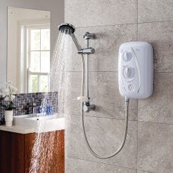 Triton T80ZFF Fast Fit Electric Shower 7.5kW with Riser Kit - White/Chrome