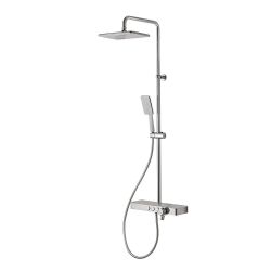 Vema Thermostatic Shower Column with Fixed Head, Riser & Foot Wash - White & Chrome
