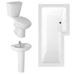 Roma Vital Bathroom Suite with L Shaped Shower Bath