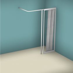 Contour WFX Full Height Fixed Panel with Vertical Curtain Rail Support Pole - Right Handed