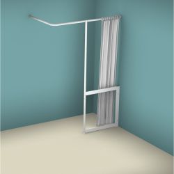 Contour WFY Half Height Fixed Panel with Vertical Curtain Rail Support Pole - Right Handed