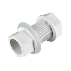 White 21.5mm Solvent Overflow Straight Tank Connector