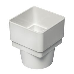 White 68mm Square To Round Rain Water Connector