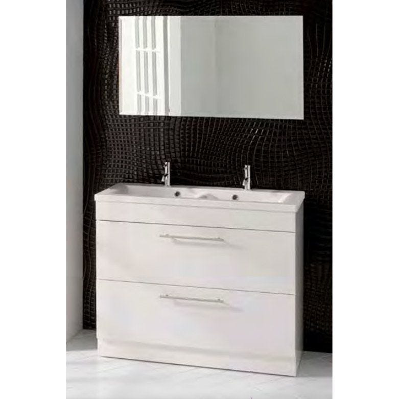Eastbrook Oslo 1000mm 2 Drawer Vanity Unit With Double Basin White 1 091 51 010 Plumbing World - Bathroom Double Basin Vanity